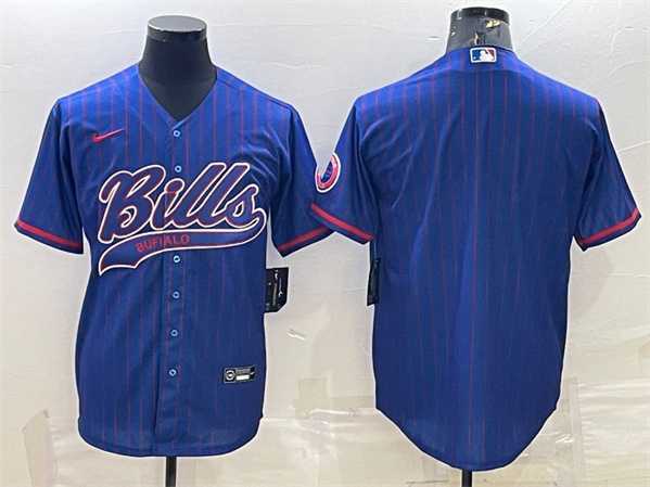 Men%27s Buffalo Bills Team Big Logo Cool Base Stitched Baseball Jersey
